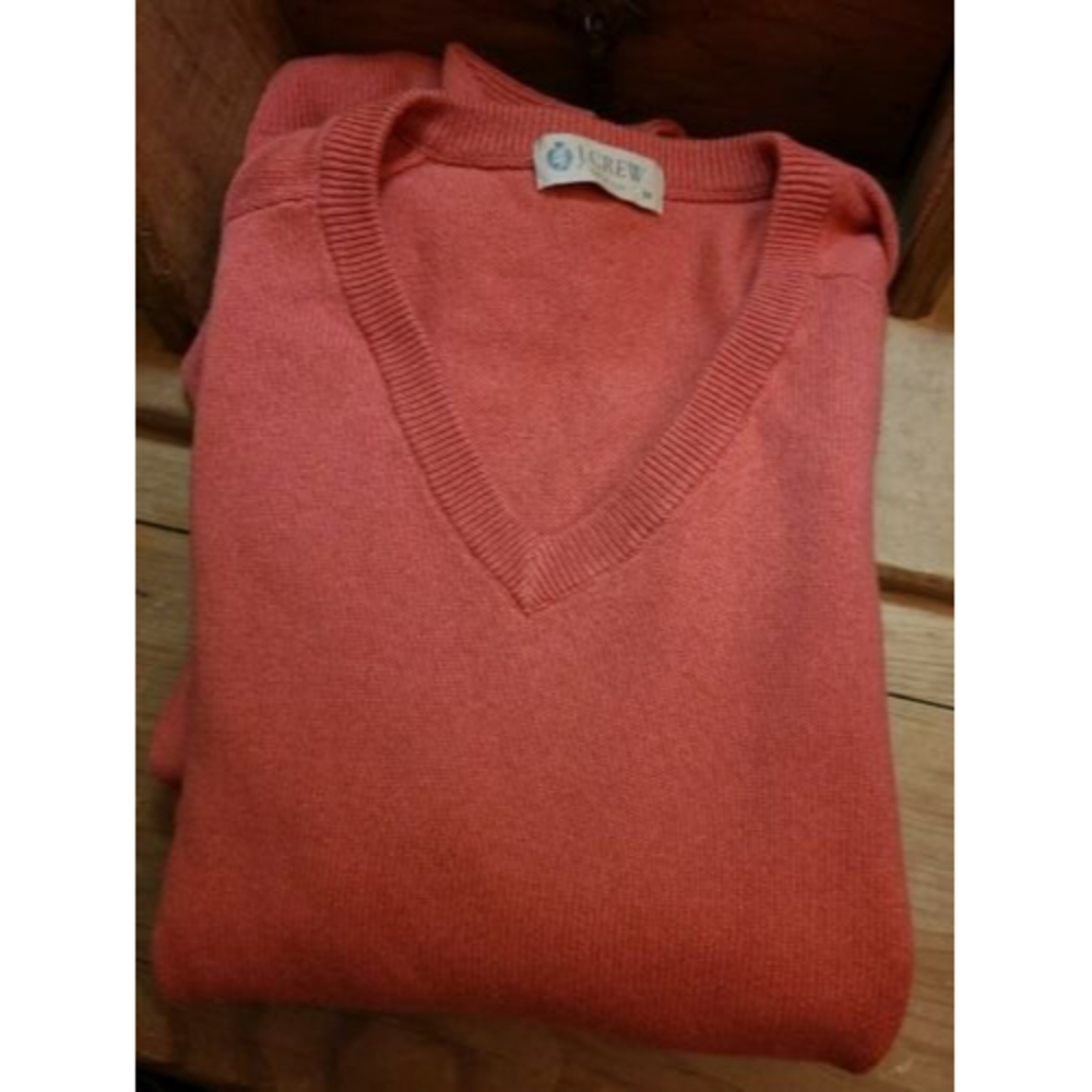J Crew Cotton Cashmere Blend Knit Sweater V Neck Long Sleeve Med Red #86055